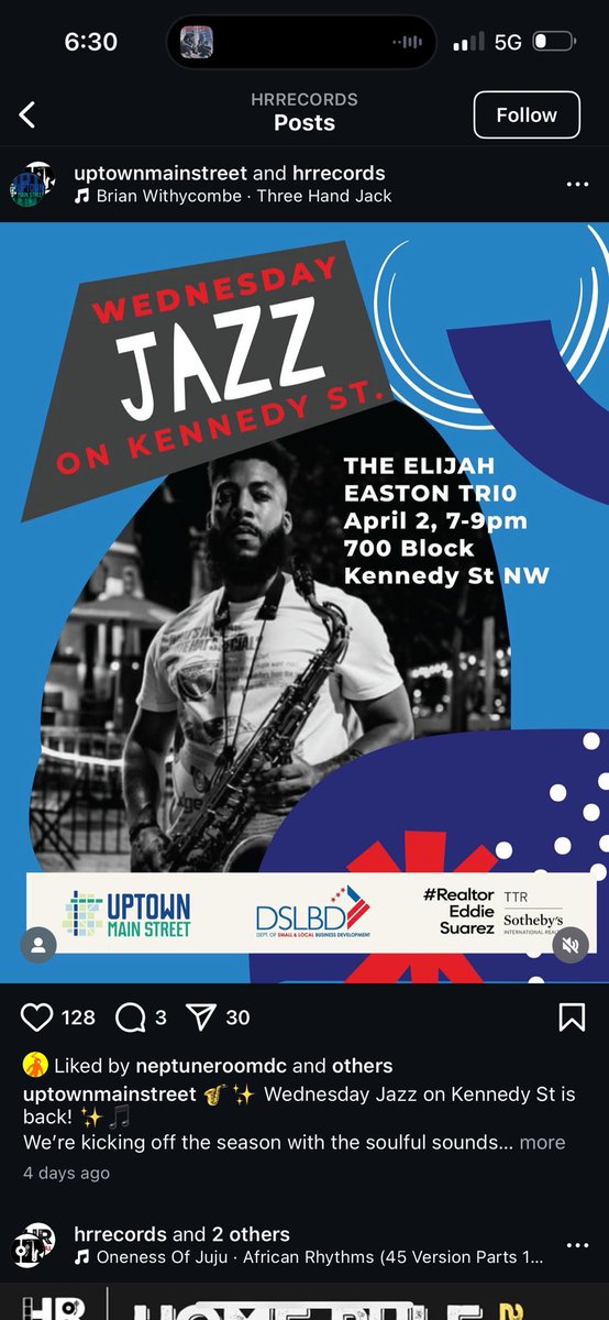 Jazz On Kennedy St. is back tonight at the tasting room on the patio at Brightwood Pizza from 7-9pm featuring the Elijah Easton Trio!