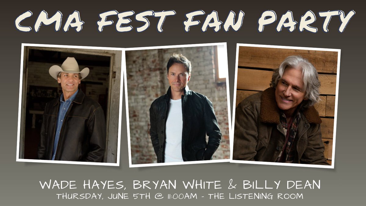 It's been a minute since we had a FAN party!! Who's ready✋
Join me along with my good buddies Wade Hayes and Bryan White for some good ol 90's country!!
June 5th @ 11am
The Listening Room Nashville
Tickets: fanclubhouse.company.site