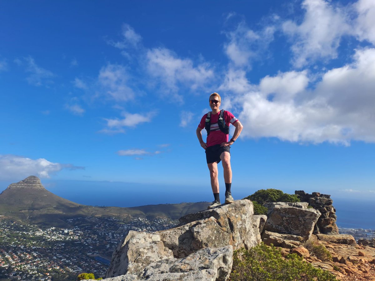 David has run with us twice before-at Cape Point &amp; our historical city runningtour.  After running lions head &amp; Table Mountain too, he requested to run Devil's Peak this time,to complete the Cape Town triple. What an epic adventure-happy face, happy place! #trailrunning #funrun