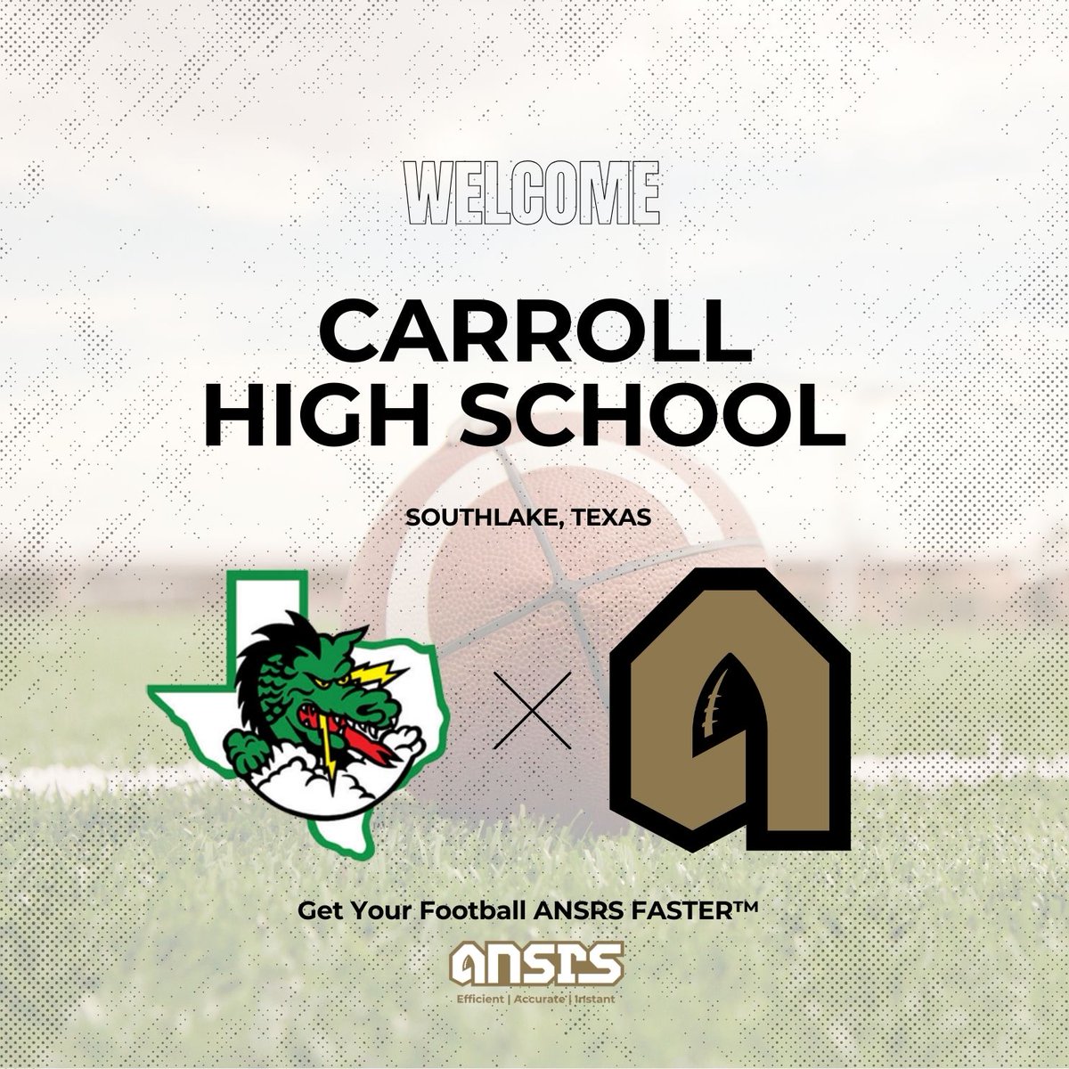 With 3 National and 8 State Titles, the Dragons are among Texas high school football's elite programs.

Southlake Carroll High School will be making Instant In-Game Adjustments and will be getting their Football ANSRS FASTER™ for the next 3 years!

WELCOME <a href="/CarrollDragonFB/">Southlake Carroll Football</a>! 🔥🏈