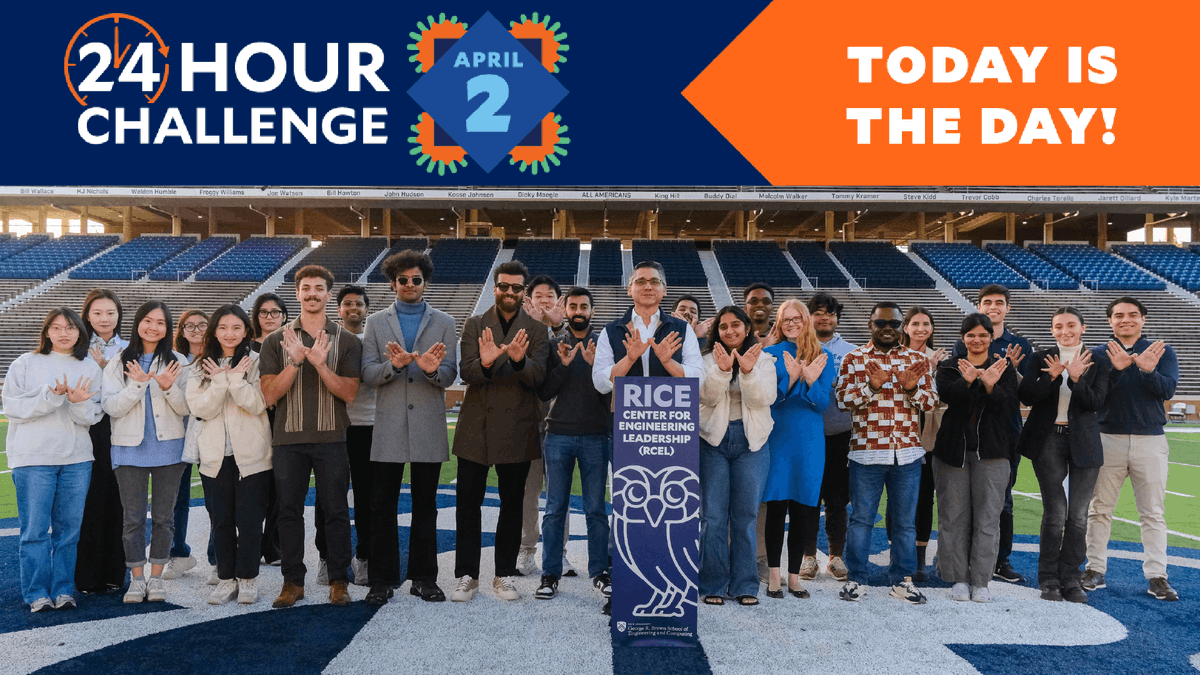 RCELConnect's tweet image. Today's the day! Please consider giving to RCEL during the @RiceUniversity 24 Hour Challenge!
When RCEL reaches 50 donors, celebrating 50 years of @RiceEngineering and Computing, $3,000 will be unlocked. #1Day1Rice
ow.ly/GvSC50Vtl0Z