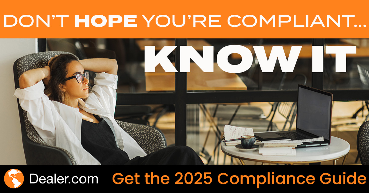 Did you know? An advertisement can be considered deceptive even if your dealership didn’t intend the interpretation that makes it appear false or misleading. Get the free 2025 Compliance Guide to learn more: cox.auto/uieW8