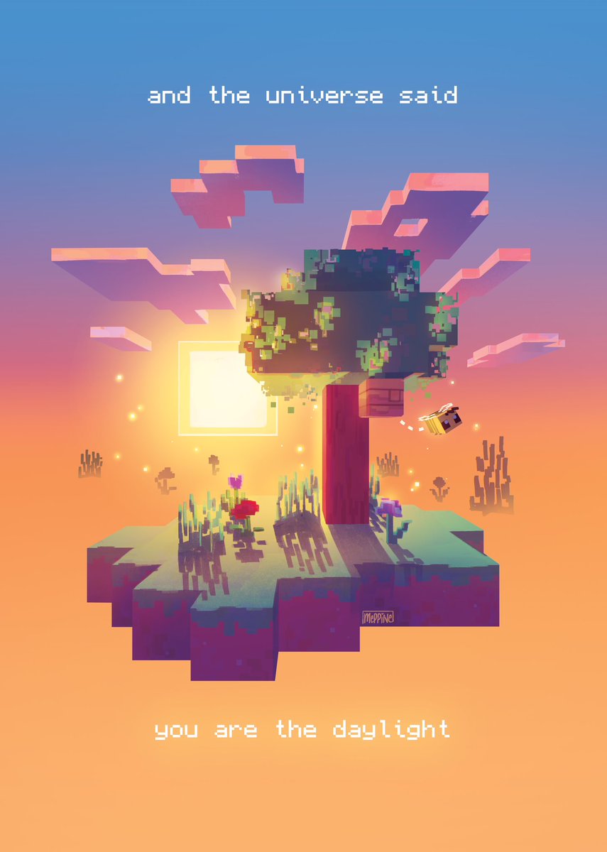 meppinee's tweet photo. 1/3 pieces based on the minecraft end poem https://t.co/BgHFr0lEOb