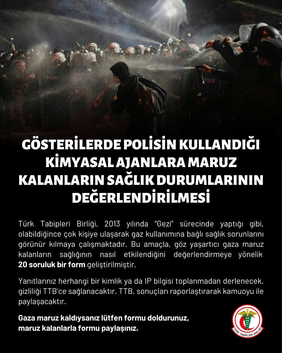 📢 Gösterilerde Polisin Kullandığı Kimyasal Ajanlara Maruz Kalanların Sağlık Durumlarının Değerlendirilmesi

Mart ayının son haftalarında ülke genelinde düzenlenen barışçıl protesto eylemlerine yapılan müdahalelerde yoğun biçimde göz yaşartıcı gaz kullanıldığı görülmektedir.
