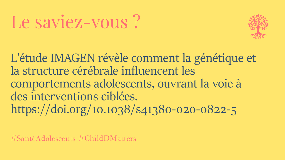 ChildDMatters's tweet image. L'étude IMAGEN révèle comment la génétique et la structure cérébrale influencent les comportements adolescents, ouvrant la voie à des interventions ciblées. doi.org/10.1038/s41380… #SantéAdolescents #ChildDMatters 6/10