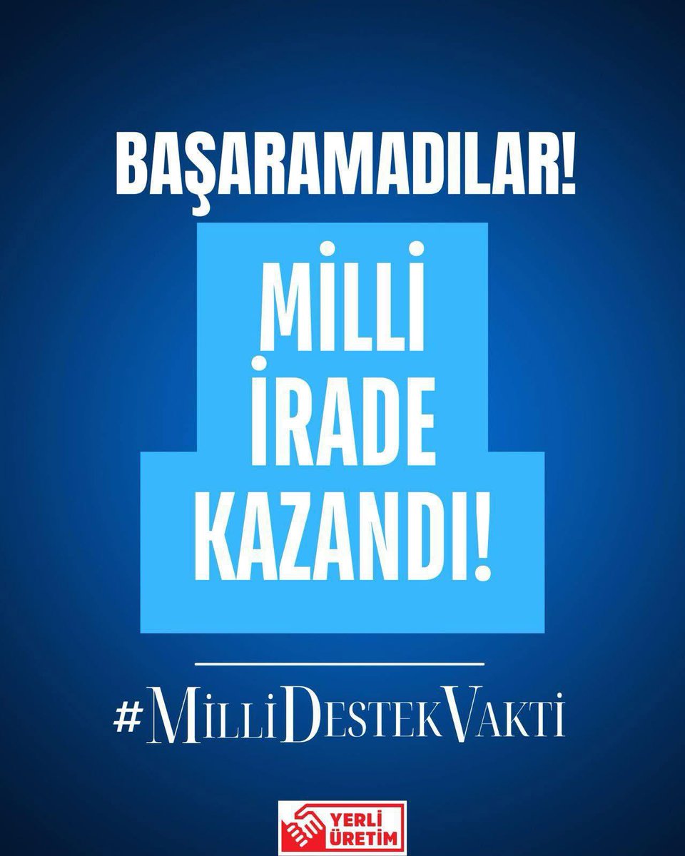 Yine başaramadılar;
ASLA BAŞARAMAYACAKLAR!
🇹🇷

#MilliDestekVakti