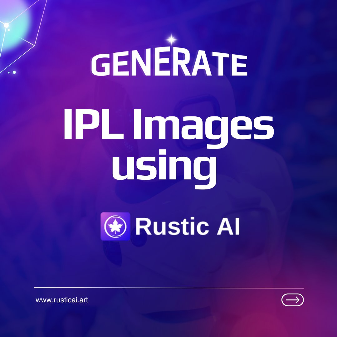 rusticai's tweet image. 🚀Transform your IPL experience with Al-generated images!🏏✨ Create stunning visuals effortlessly using Rustic AI⚡Visit rusticai.art and unleash your creativity!🎨💫 #CricketFever #AIArt #RusticAI #SportsGraphics #CreativeDesign