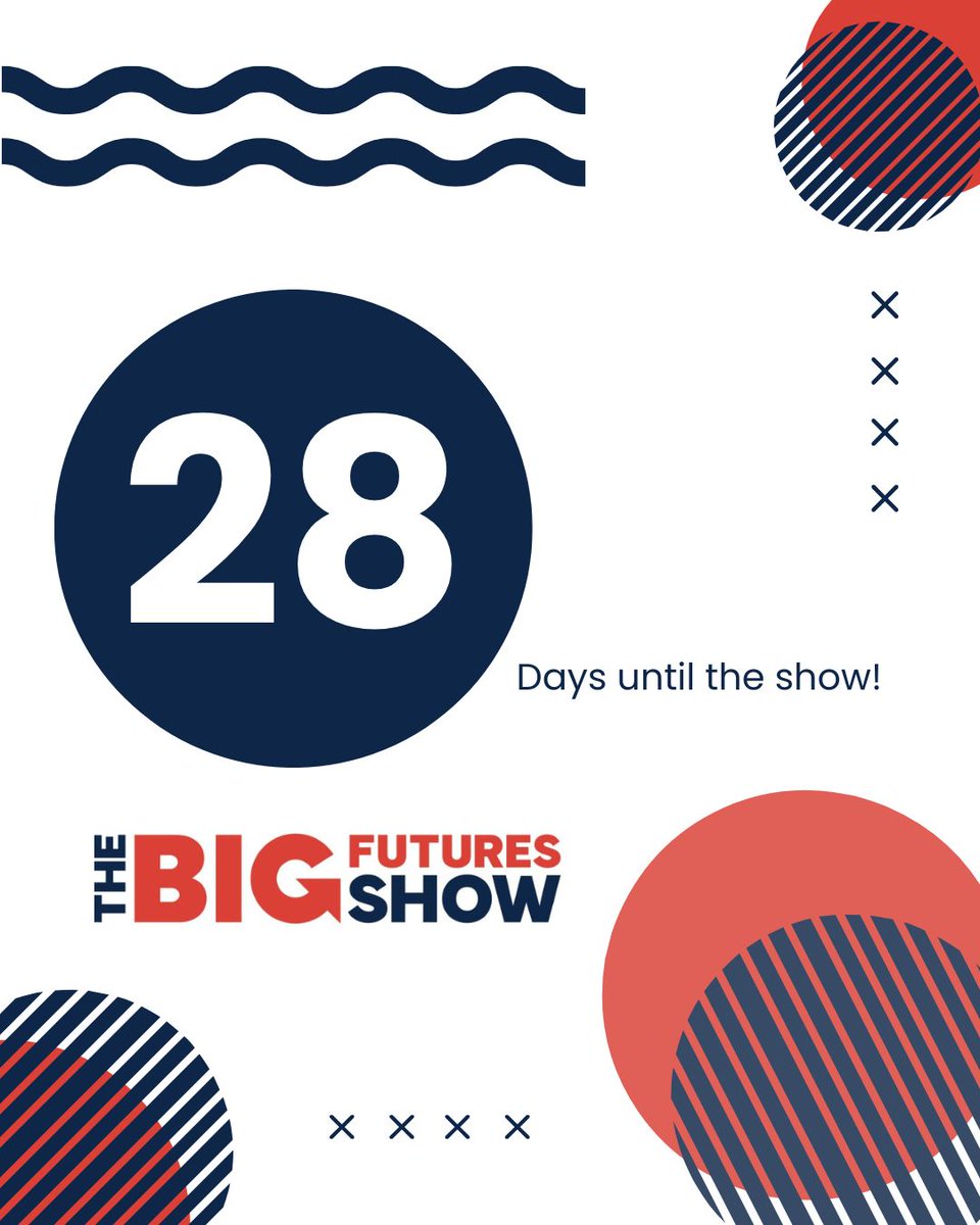 Only 28 days until the BIG Future show is back! 💥

🚨  Make sure that you save the date 📆 29th April 2025 and do not miss out on this fantastic opportunity to help shape your futures. 

Discover more by visiting-  bigfuturesshow.org.uk

#bigfutureshow #BFS2025 #careers