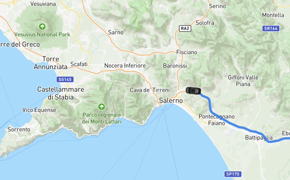 Of course, I want our car driving over the map. 

- Used pic of our car, had GPT change it. 
- Uploaded car-icon.png in the project. 

- Added KM and time estimation.
- Made sure the car follows the road facing forward
- Car creates the line rather than following it.