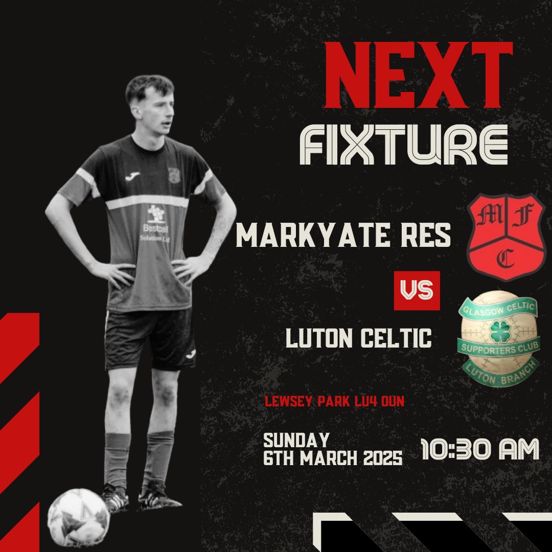 Markyate FC (@dmarkyatefc) on Twitter photo Next up for the reserves is the syd clear cup semi final! After a dominant 8-0 win against sugar loaf Sunday the ressies travel to lewsey park to play prem side <a href="/LutonCelticFC/">Luton Celtic FC π</a>. A tough game expected but the lads look to embrace the challenge and gain a final place! #UTFY π΄β«οΈ Next up for the reserves is the syd clear cup semi final! After a dominant 8-0 win against sugar loaf Sunday the ressies travel to lewsey park to play prem side <a href="/LutonCelticFC/">Luton Celtic FC π</a>. A tough game expected but the lads look to embrace the challenge and gain a final place! #UTFY π΄β«οΈ