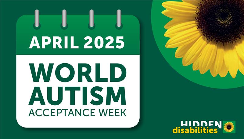 Autism Acceptance Day, Week, Month, Year!

The Sunflower prompts us not to make assumptions, never to judge, to ask how you can help, to be understanding, and always to be kind.

#Autism

ALT: Green graphic with a yellow Sunflower. Text: April 2025 World Autism Acceptance Week.