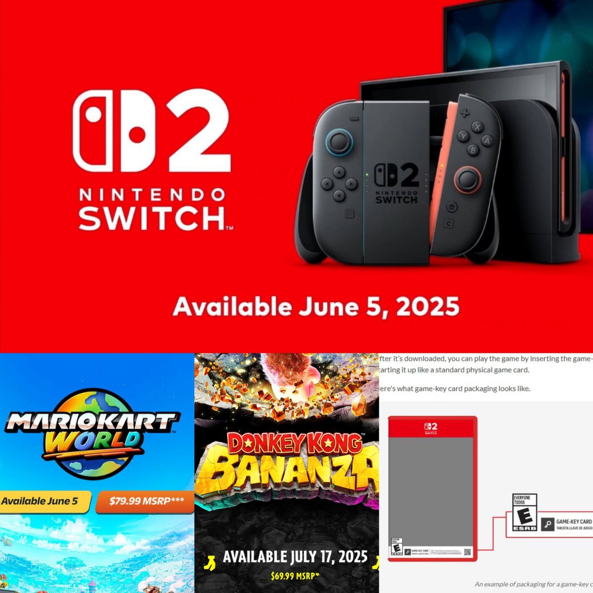 To CLARIFY some confusion on #NintendoSwitch2 

- Switch 2 games are $70 USD &amp; $80 USD(Only Mario Kart)

- Switch 2 has regular physical game cards AND Game-Key cards. Game Key cards work exactly how Xbox Series/PS5 game disc do where you have to download "portations of the game"
