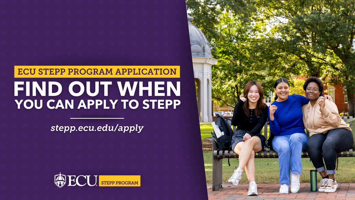 #ARRRGH you thinking about applying to #ECUSTEPP? 🤔

Check out our website's "When Should I Apply to STEPP?" tool to find out when you're eligible to apply. Simply enter when you graduate from high school to receive an instant answer. ✅

Try it now ➡️ buff.ly/X8Pn2jG