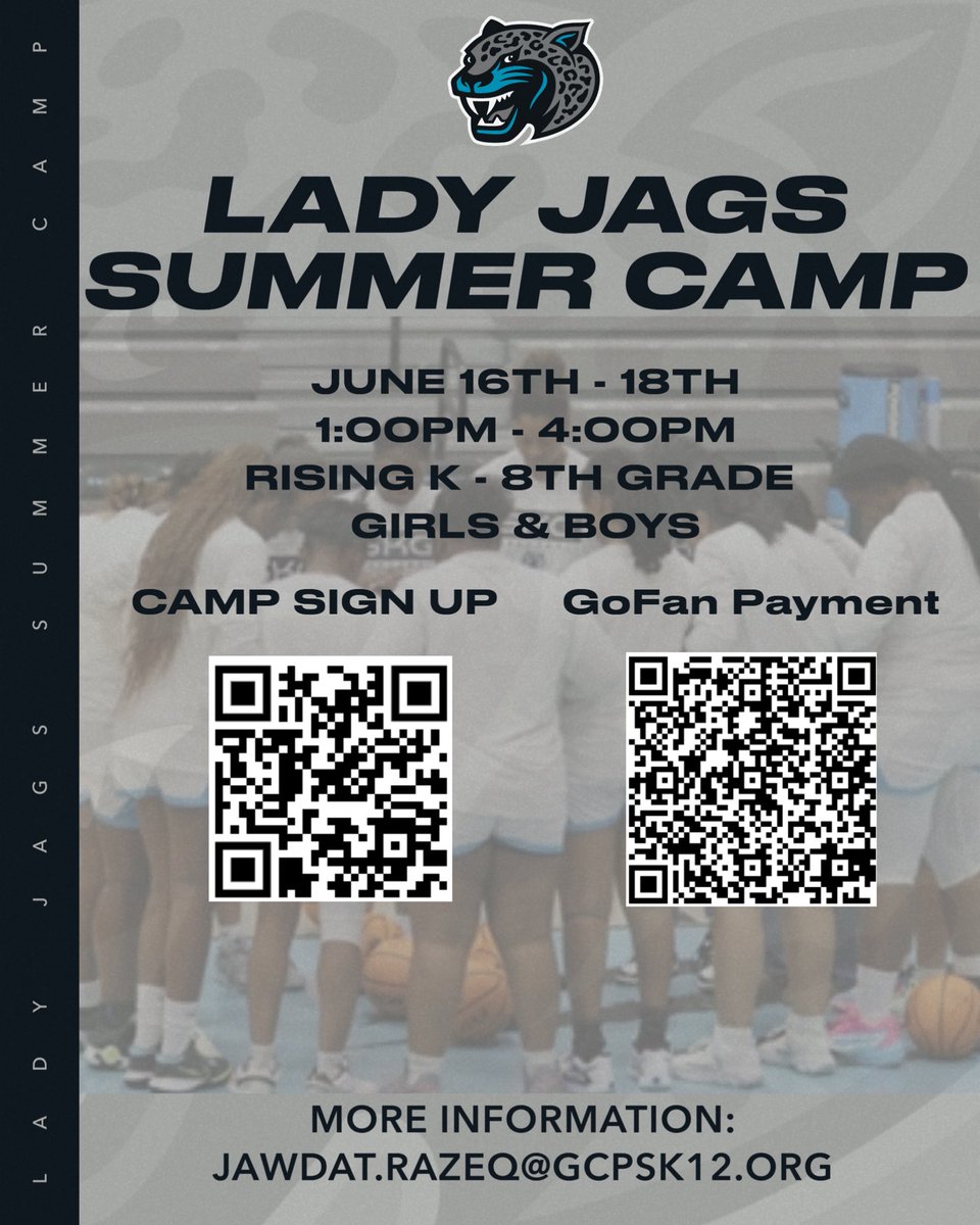 The dates are officially set for our First Annual Lady Jags Basketball Summer Camp, and we could not be more excited. Get ready for a few days of basketball, fun, and making great memories on the court. We are looking forward to seeing you there! 
#LadyJags