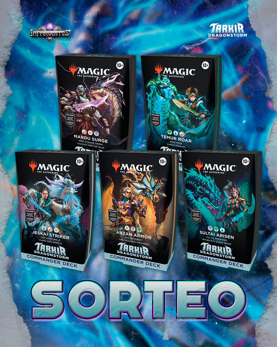 infrecuentes's tweet image. ¡SORTEOOOO!💥 

➡️ Para celebrar el lanzamiento de la nueva colección de #MTGTarkir estamos sorteando sus 5 mazos preconstruidos.

Así que, si no sabías cuál cogerte... ¡Ahora puedes tenerlos todos!🤩 

Mucha suerteeeeee.💜 
🔗 gleam.io/dJp3y/sorteo-5…