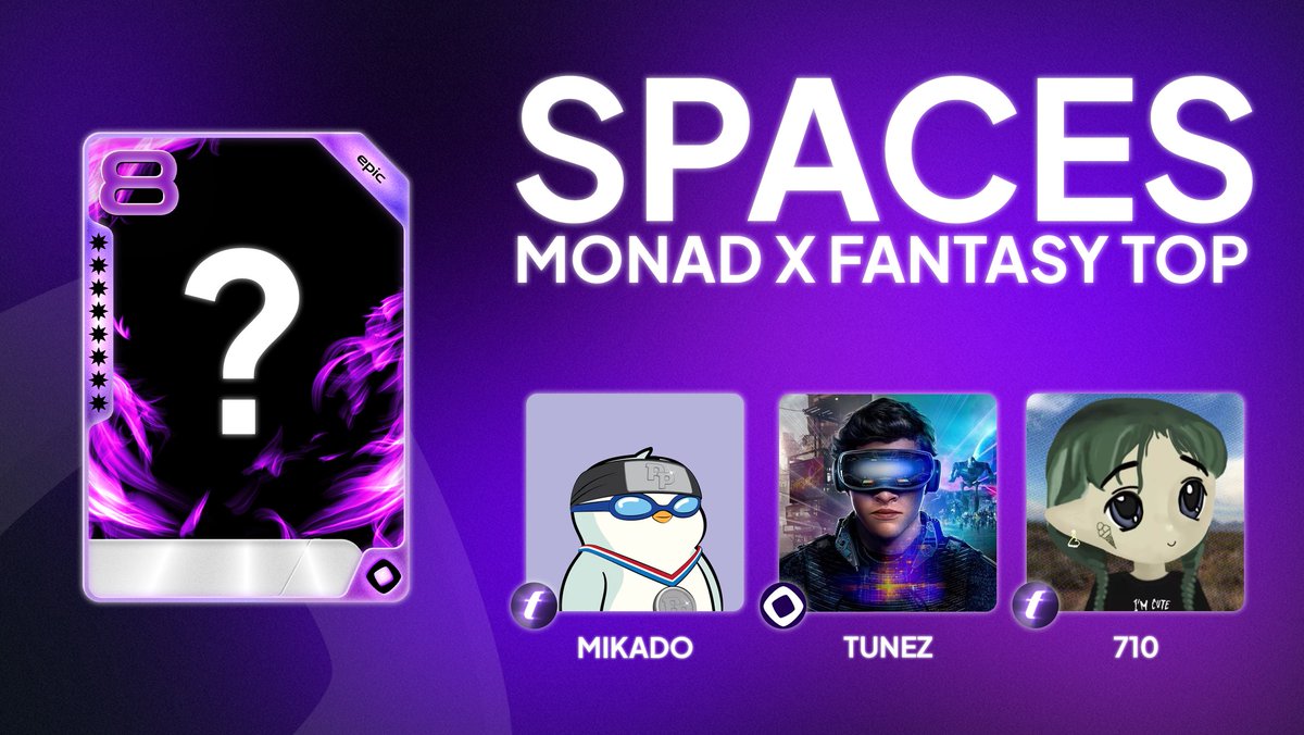 Tune in tomorrow with <a href="/0xMikado/">mikado</a> and <a href="/710_eth/">710</a> as they chat with <a href="/cryptunez/">tunez</a> about Fantasy Top on <a href="/monad_xyz/">Monad</a>!

Find out what's coming next for the F2P app 👀

x.com/i/spaces/1OyKA…