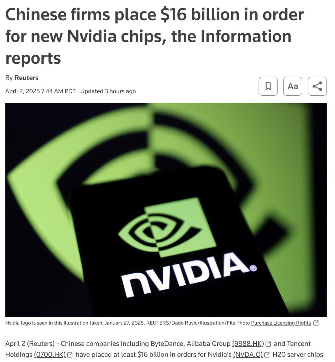 hendrycks's tweet photo. It looks like Nvidia is rushing to exploit and cash in on an export control loophole before the administration can patch it. https://t.co/kH7tSKGUby