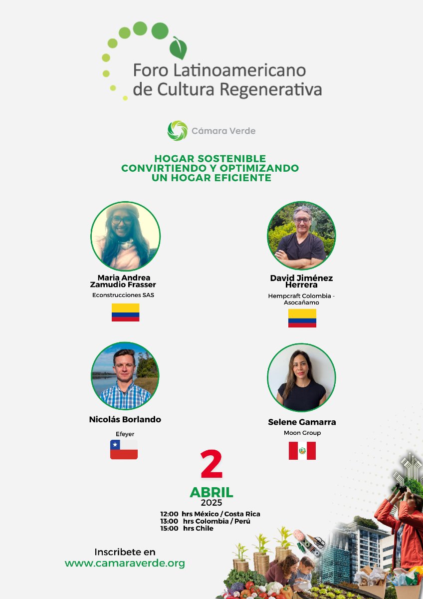 Ven y escucha este panel de Hogar Sostenible que se esta presentando dentro del Foro latinoamericano de Cultura Regenerativa.
Estamos 👉 aquí: youtube.com/watch?v=mOFCRr…

Si deseas recibir las grabaciones de este foro de 2 días incibete aquí: camaraverde.org/foro-de-cultur…