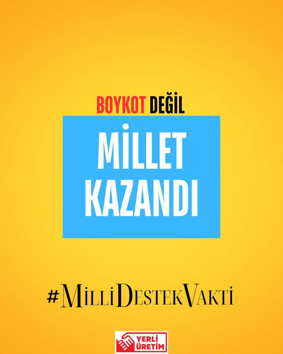 Yerli ve millî olanın her zaman yanındayız.🇹🇷

Üreticimizi karalamak, esnafımızı yalnız bırakmak, aslında Türkiye’nin geleceğini hedef almaktır.

Esnafımızın emeğine,
İşçimizin alın terine sahip çıkıyoruz.

Boykot değil; birlik kazandı.
Boykot değil; vefa kazandı.☝🏻