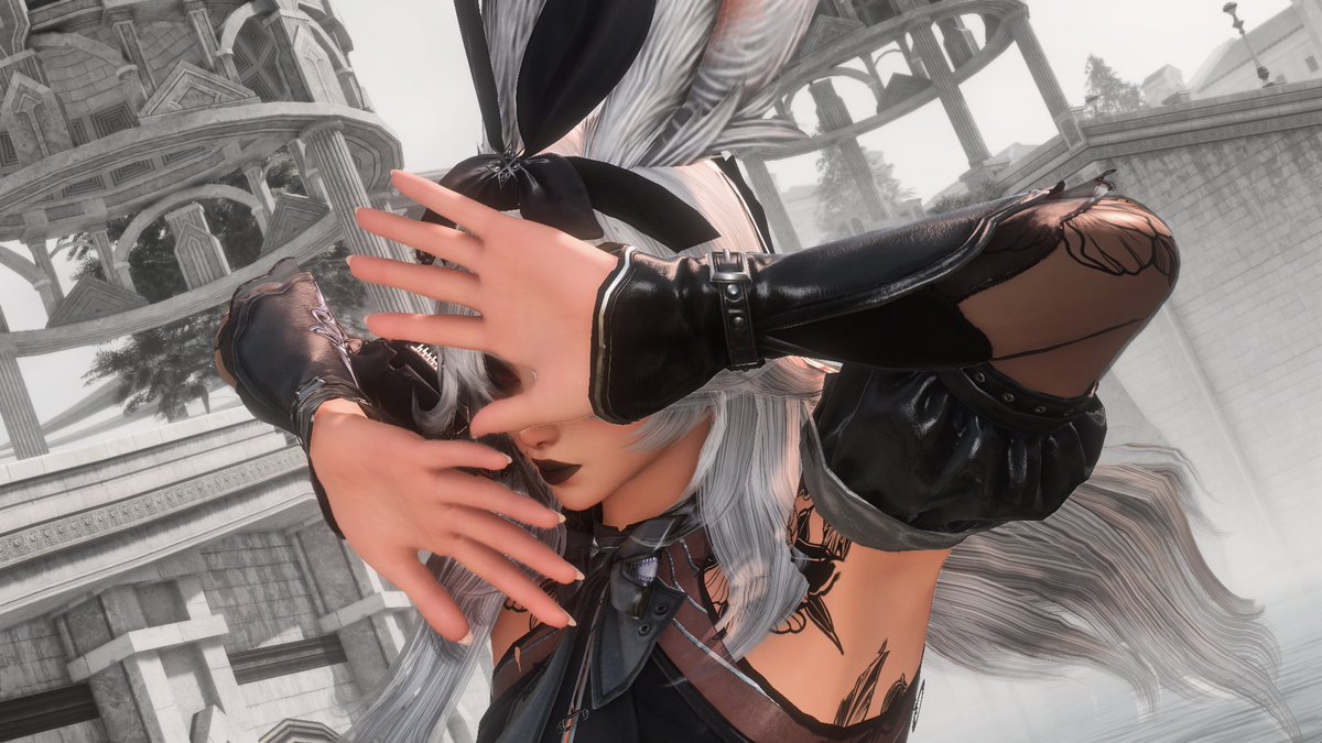 _RunaMomo_'s tweet photo. #ffxiv #gpose #infinitynikkitwt #InfinityNikki Sovereign of Cool cosplay in FFXIV!! Couldn't get everything right, but loved the look anyways! 🖤 https://t.co/T65xJXxbvK