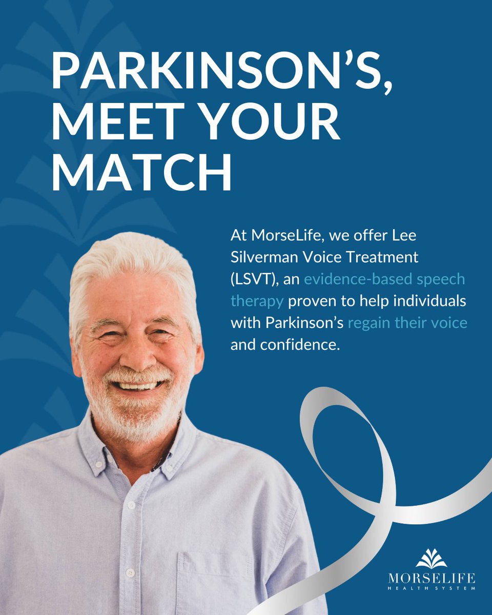 Did you know that Parkinson’s can make speaking clearly a challenge? At MorseLife, we offer Lee Silverman Voice Treatment (LSVT) to help individuals with Parkinson’s regain their voice and confidence.

More at morselife.org/parkinsons-the…

#ParkinsonsAwarenessMonth