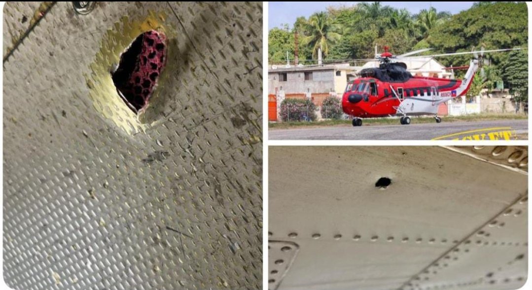 7_kalfou's tweet photo. L’hélicoptère utilisé récemment par les autorités pour leurs déplacements a essuyé des tirs mardi. Selon une source policière, un policier à bord a été blessé. Cette attaque, menée par des bandits armés entre Saut-d’Eau et Croix-des-Bouquets.#KALFOUINFO7 https://t.co/MsALGy130l