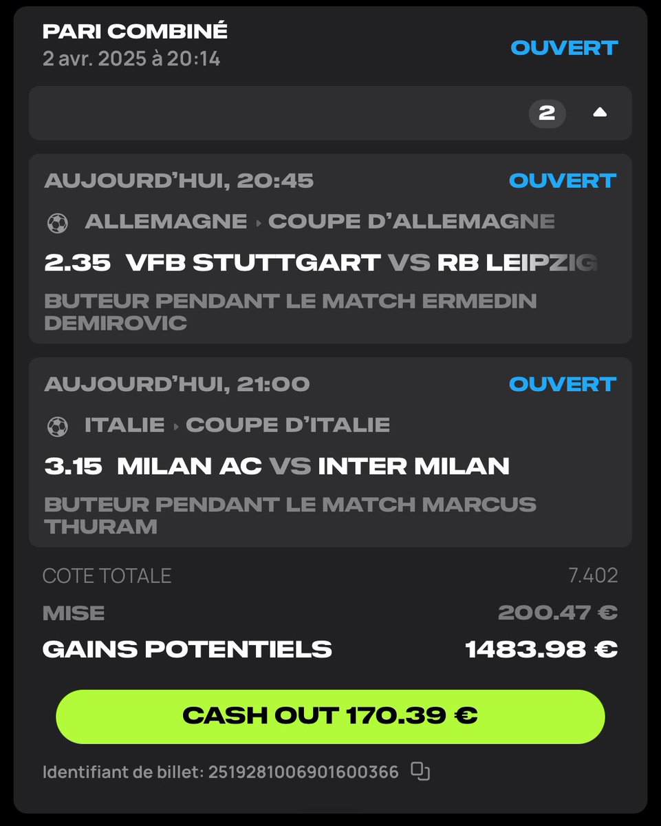 Nieostry's tweet photo. ⚽️ MERCREDI JACKPOT ⚽️

Demirovic + Thuram

Les meilleures cotes sont chez #FCMOON ! Rejoins-moi ici : https://t.co/VyR51GHGGv 😈🤝🏻

#TeamParieurs #TeamParieur #DFBPokal #CoppaItaliaFrecciarossa https://t.co/FEGFZi5Kf2
