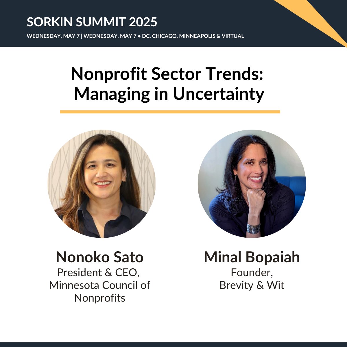 Compass Pro Bono (@compassprobono) on Twitter photo At this year’s #SorkinSummit, Minal Bopaiah (<a href="/brevityandwit/">Brevity & Wit</a>) & Nonoko Sato (<a href="/SmartNonprofits/">Minnesota Council of Nonprofits</a>) will unpack how to lead through uncertainty while staying true to your mission. Register today and join the conversation bit.ly/sorkinsummit At this year’s #SorkinSummit, Minal Bopaiah (<a href="/brevityandwit/">Brevity & Wit</a>) & Nonoko Sato (<a href="/SmartNonprofits/">Minnesota Council of Nonprofits</a>) will unpack how to lead through uncertainty while staying true to your mission. Register today and join the conversation bit.ly/sorkinsummit