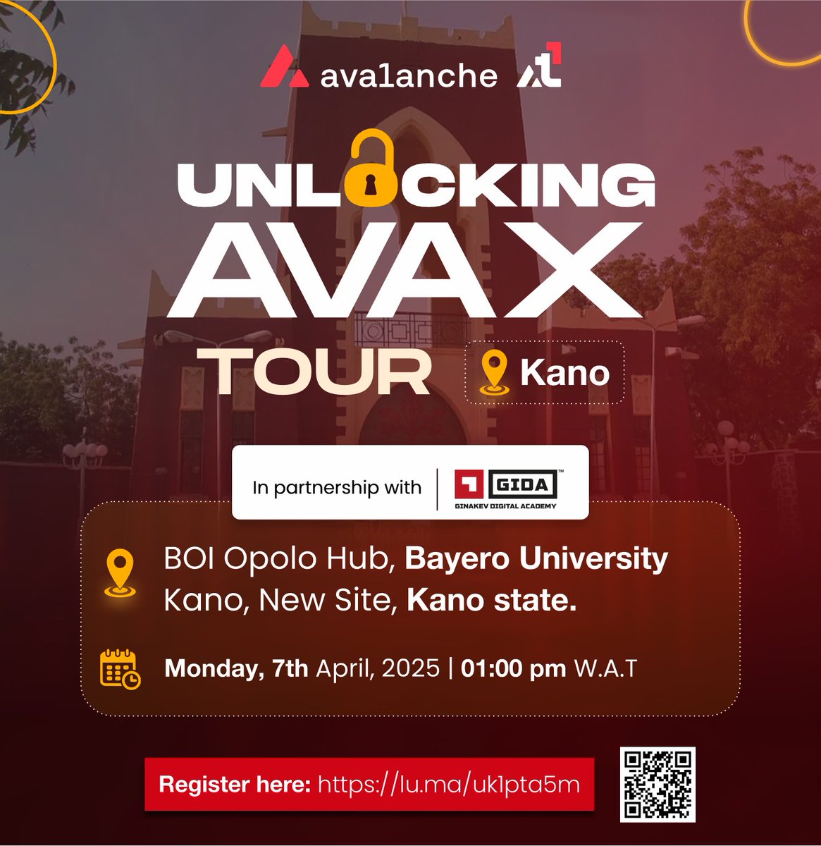 kevin_chibuoyim's tweet photo. This week, the Unlocking @avax Tour is gonna be running a marathon!🔺

📍Akure - this Friday, 4th April. 
🔗: https://t.co/K8bgYjTlfP

📍Ekiti - this Saturday, 5th April. 
🔗: https://t.co/jgKJN8PPQD

📍Kano - next Monday, 7th April.  
🔗: https://t.co/TQRruMJgjA

@AvaxTeam1 🚀🌑 https://t.co/7aVQEOa53N