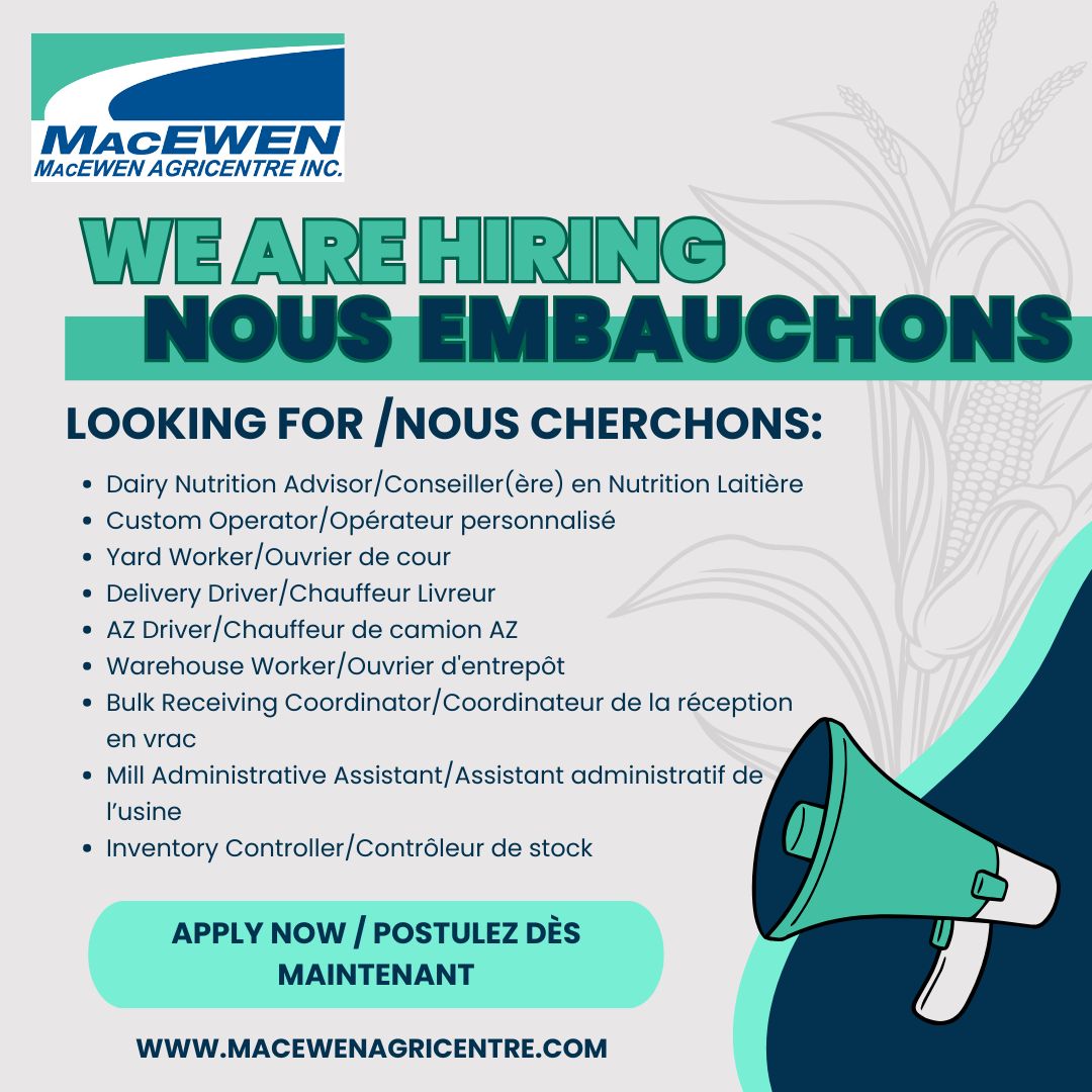 WE ARE HIRING / NOUS EMBAUCHONS ✅ APPLY NOW / POSTULEZ DÈS MAINTENANT
macewenagricentre.com/careers #WeAreHiring #NousEmbauchons