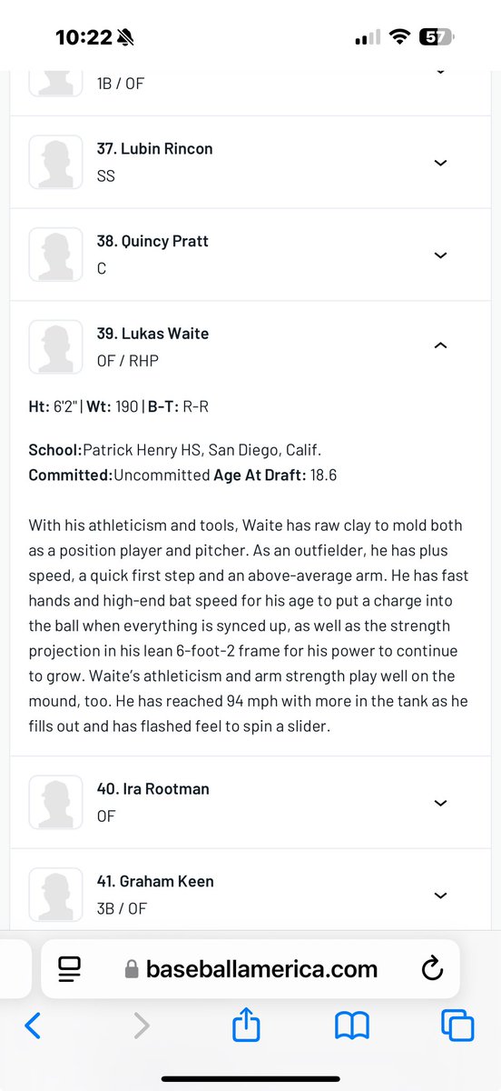 Lukas Waite (@lukaswaite01) on Twitter photo Thank you for recognizing me as a top player in my class. So much more work to put in and so much more to prove! <a href="/BaseballAmerica/">Baseball America</a> <a href="/BenBadler/">Ben Badler</a> Thank you for recognizing me as a top player in my class. So much more work to put in and so much more to prove! <a href="/BaseballAmerica/">Baseball America</a> <a href="/BenBadler/">Ben Badler</a>