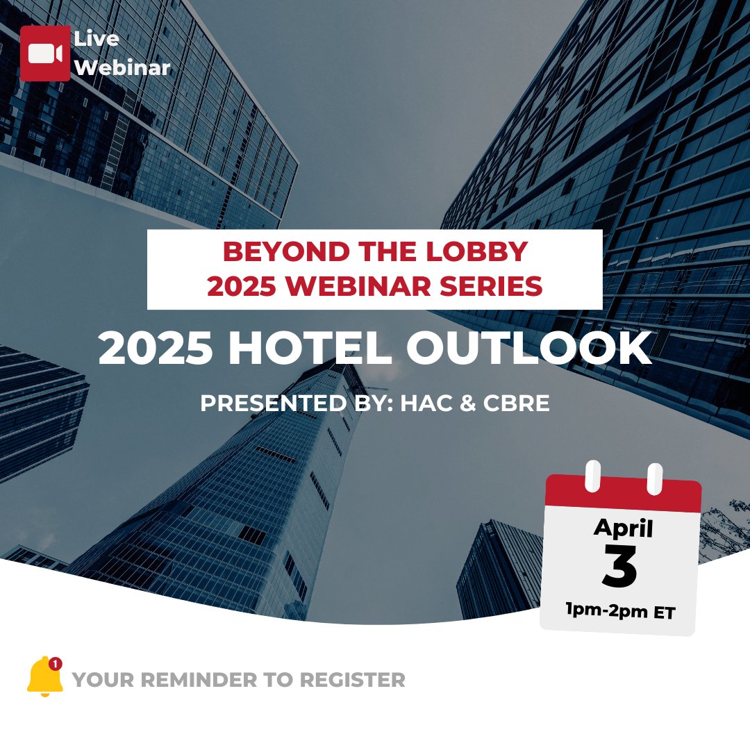 Hotel Association of Canada (@hotelassoc) on Twitter photo š
Mark your calendar! Tomorrow, April 3rd at 1 PM, join HAC & <a href="/CBRE/">CBRE</a> for the Canadian Hotel 2025 Outlook Webinar.
Hear from Nicole Nguyen & Kirstin Hallett of CBRE as they share key insights into the future of our industry.
š Register here: member.hotelassociation.ca/members/evr/re⦠š
Mark your calendar! Tomorrow, April 3rd at 1 PM, join HAC & <a href="/CBRE/">CBRE</a> for the Canadian Hotel 2025 Outlook Webinar.
Hear from Nicole Nguyen & Kirstin Hallett of CBRE as they share key insights into the future of our industry.
š Register here: member.hotelassociation.ca/members/evr/reā¦