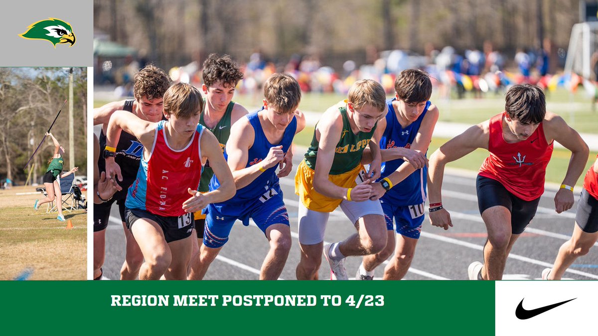 Today's Region Track Meet has been postponed to April 23 due to weather.