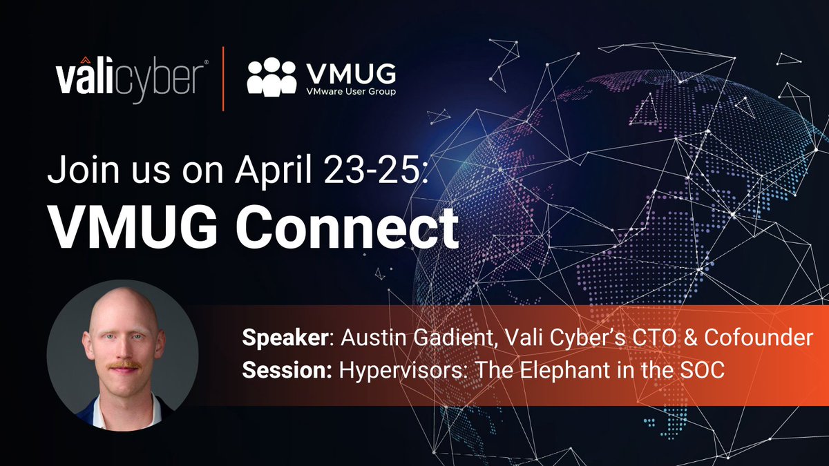 vali_cyber's tweet image. Hypervisors are under attack—let’s talk about it! Join us at #VMUG Connect for this multi-day event of hands-on learning, networking with other users, and getting answers to your VMware-related questions.

Be sure to catch @AustinGadient&apos;s keynote, #Hypervisors: The Elephant in…