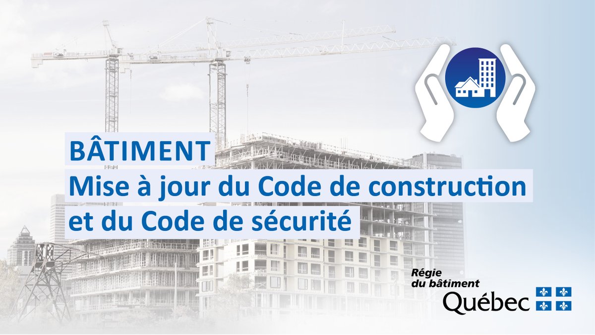 Les règlements modifiant le chapitre I, Bâtiment, du Code de construction ainsi que le chapitre VIII, Bâtiment, du Code de sécurité ont été publiés dans la Gazette officielle du Québec. Ceux-ci entreront en vigueur le 17 avril 2025. Information: ow.ly/qjSM50VtpCL