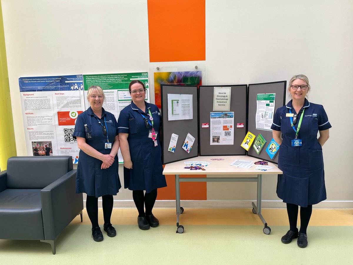 Some of our staff were in the foyer presenting the improvements we have been making to our ward, such as welcome visits for our proton patients, implementing a sepsis awareness video and green labels for our blood samples to speed up results in the labs🎗️