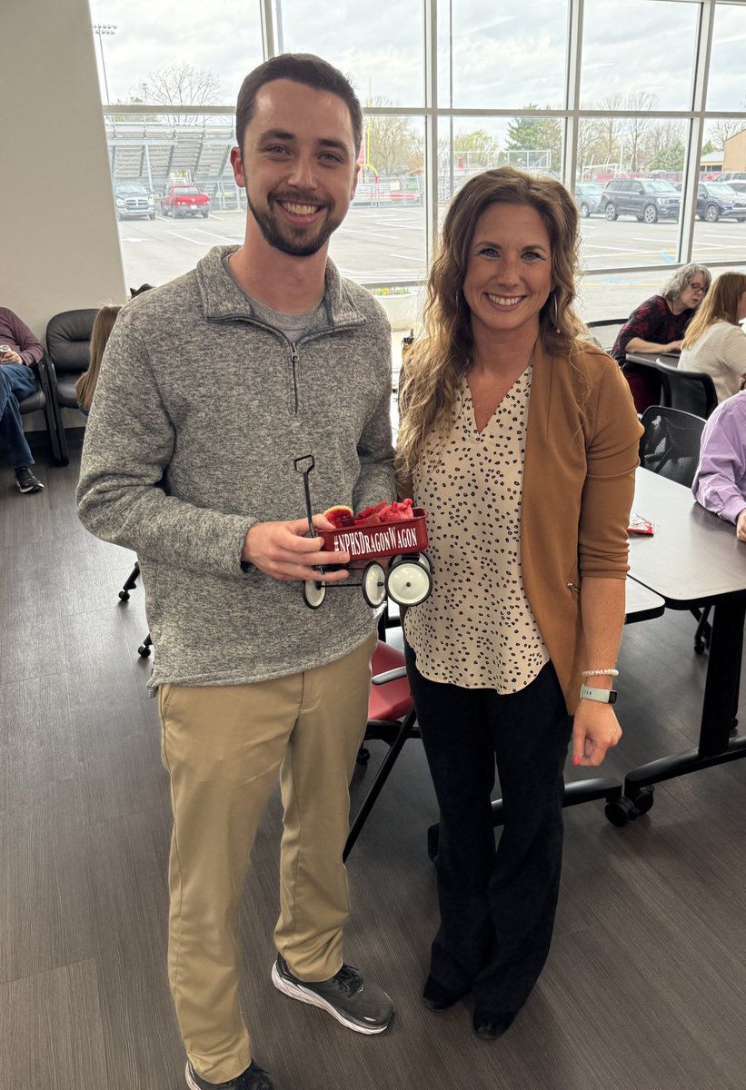 Today, Mrs. Schildmier passed the <a href="/NPHSDragonWagon/">Dragon Wagon</a> to Mr Large.

She praised Mr Large’s creativity in the classroom and his connection with students. 

NPHS is lucky to have these amazing educators!

<a href="/VoelzJames/">New Palestine High School</a> <a href="/MooreNPJH/">NPHS Asst. Principal & Girls Varsity 🏀 Coach</a> <a href="/ginapleak/">Gina Pleak, Ph.D.</a> <a href="/NewPalAsstSup/">Katy Eastes</a> <a href="/NPHS_Counseling/">NPHS_Counseling</a> <a href="/NewPalCS/">New Palestine Community Schools</a>