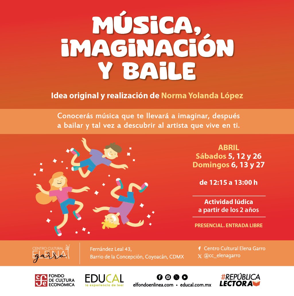 #ActividadesCCEG
Empezamos el mes de abril y Norma Yolanda López te espera el fin de semana en el #CCEG 🤩

Sábado 5 y domingo 6 a las 11:30 y 12:15 horas.
¡No te lo pierdas! #EntradaLibre

<a href="/LibreriasEducal/">libreriaseducal</a> <a href="/FCEMexico/">Fondo de Cultura Económica</a> 
#RepúblicaLectora