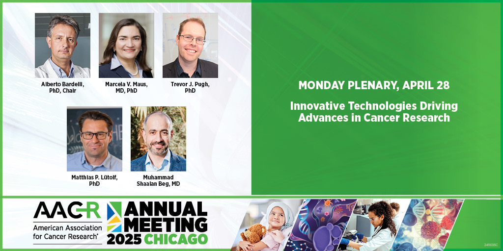 AACR (@aacr) on Twitter photo Innovative Technologies Driving Advances in Cancer Research:
Matthias P. Lütolf, <a href="/MarcelaMaus/">Dr Marcela Maus</a>, Trevor J. Pugh, and Muhammad <a href="/ShaalanBeg/">Shaalan Beg MD MBA FASCO</a> will address this topic in an #AACR25 Plenary (Monday, April 28), chaired by Alberto Bardelli. brnw.ch/21wRKoH <a href="/TheLutolfLab/">Matthias Lutolf</a> <a href="/PughLab/">Pugh Lab</a> Innovative Technologies Driving Advances in Cancer Research:
Matthias P. Lütolf, <a href="/MarcelaMaus/">Dr Marcela Maus</a>, Trevor J. Pugh, and Muhammad <a href="/ShaalanBeg/">Shaalan Beg MD MBA FASCO</a> will address this topic in an #AACR25 Plenary (Monday, April 28), chaired by Alberto Bardelli. brnw.ch/21wRKoH <a href="/TheLutolfLab/">Matthias Lutolf</a> <a href="/PughLab/">Pugh Lab</a>
