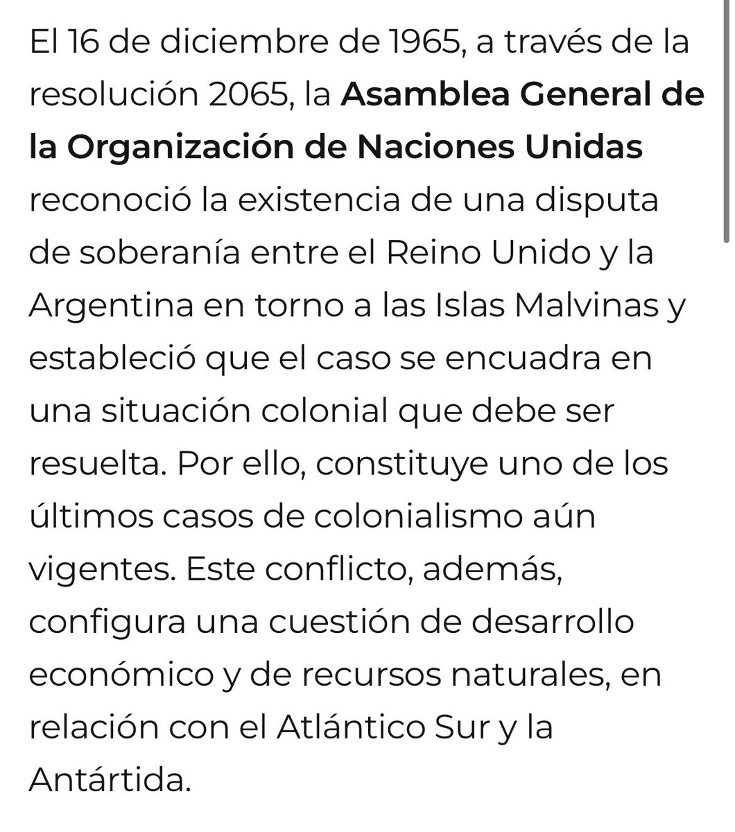 Es de una pena enorme que se hayan perdido la oportunidad de señalar que este año se cumple un aniversario redondo -60 años- de la resolución 2065 de la ONU, que reconoció la existencia de una disputa de soberanía por #Malvinas. Un logro histórico de nuestra diplomacia. 🇦🇷❤️