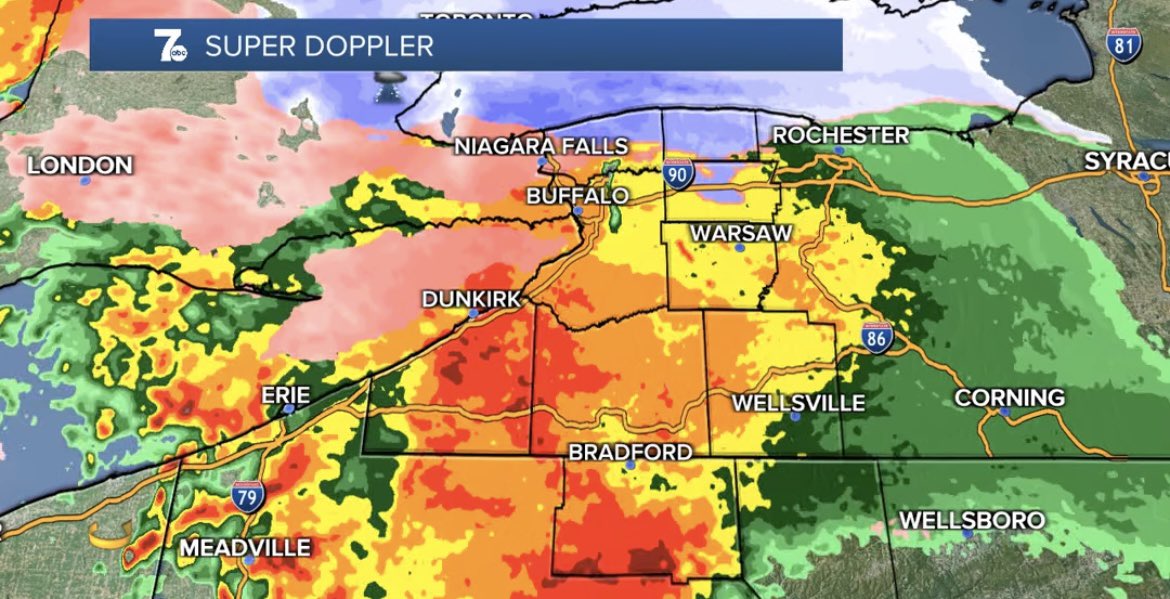 Mary Beth Wrobel (@marybethwrobel) on Twitter photo At 2:40pm this Wednesday, Doppler 7 Radar indicates heavy rain mixed in with a few flakes crossing over WNY accompanied by occasional lightning and thunder. Visibility will be impacted, and there may be ponding on roadways. Travel with caution. <a href="/wkbw/">7 News WKBW</a> At 2:40pm this Wednesday, Doppler 7 Radar indicates heavy rain mixed in with a few flakes crossing over WNY accompanied by occasional lightning and thunder. Visibility will be impacted, and there may be ponding on roadways. Travel with caution. <a href="/wkbw/">7 News WKBW</a>