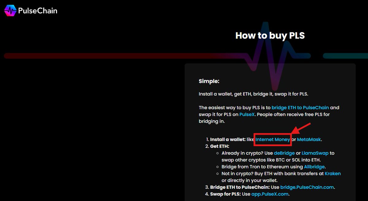 🚨 Internet Money has been spotted on the main PulseChain website where new users learn to buy PLS!