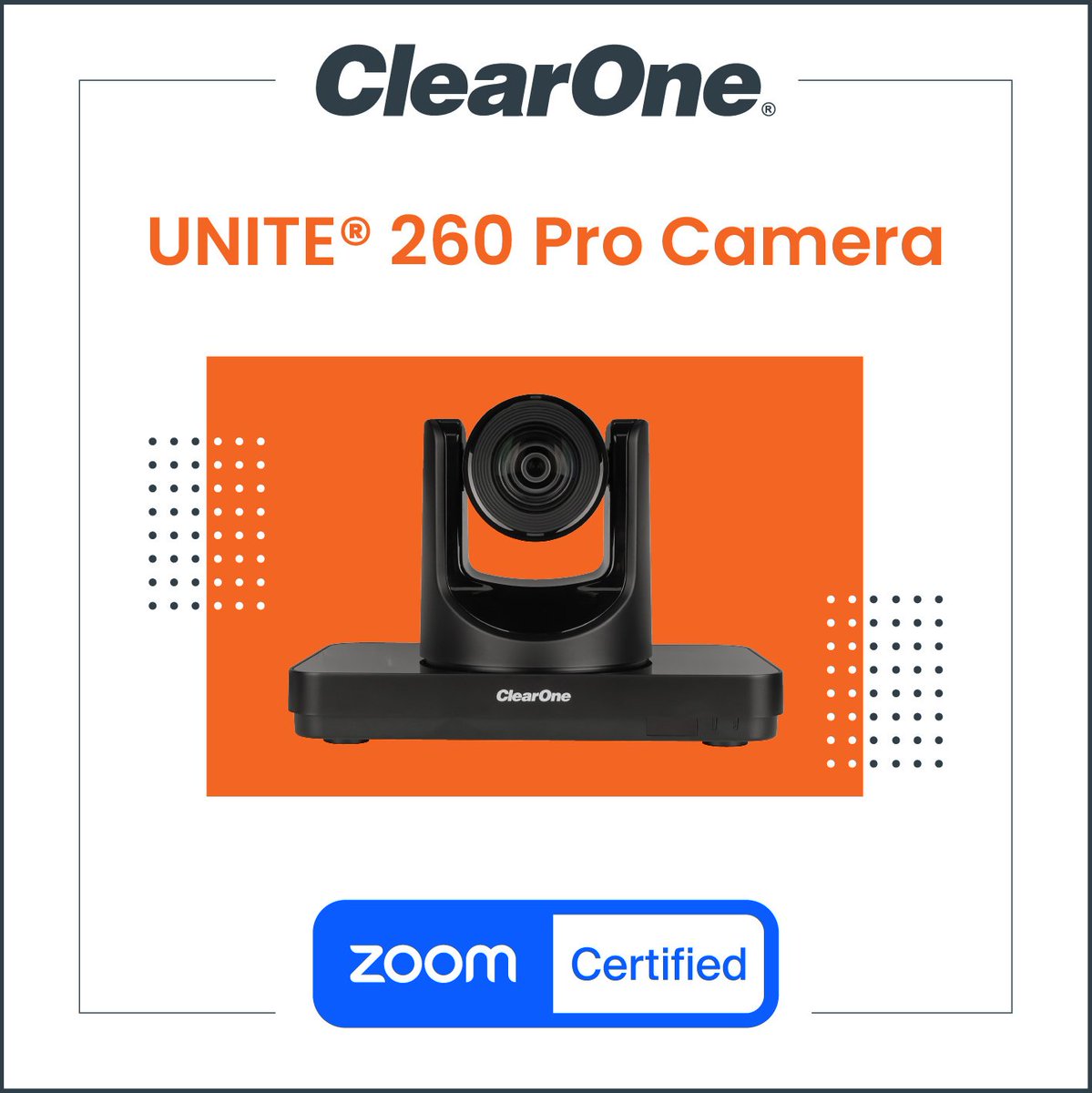 ClearOne’s UNITE® 260 Pro Camera Now Zoom Certified. 

Learn more at: hubs.ly/Q03fCyqX0