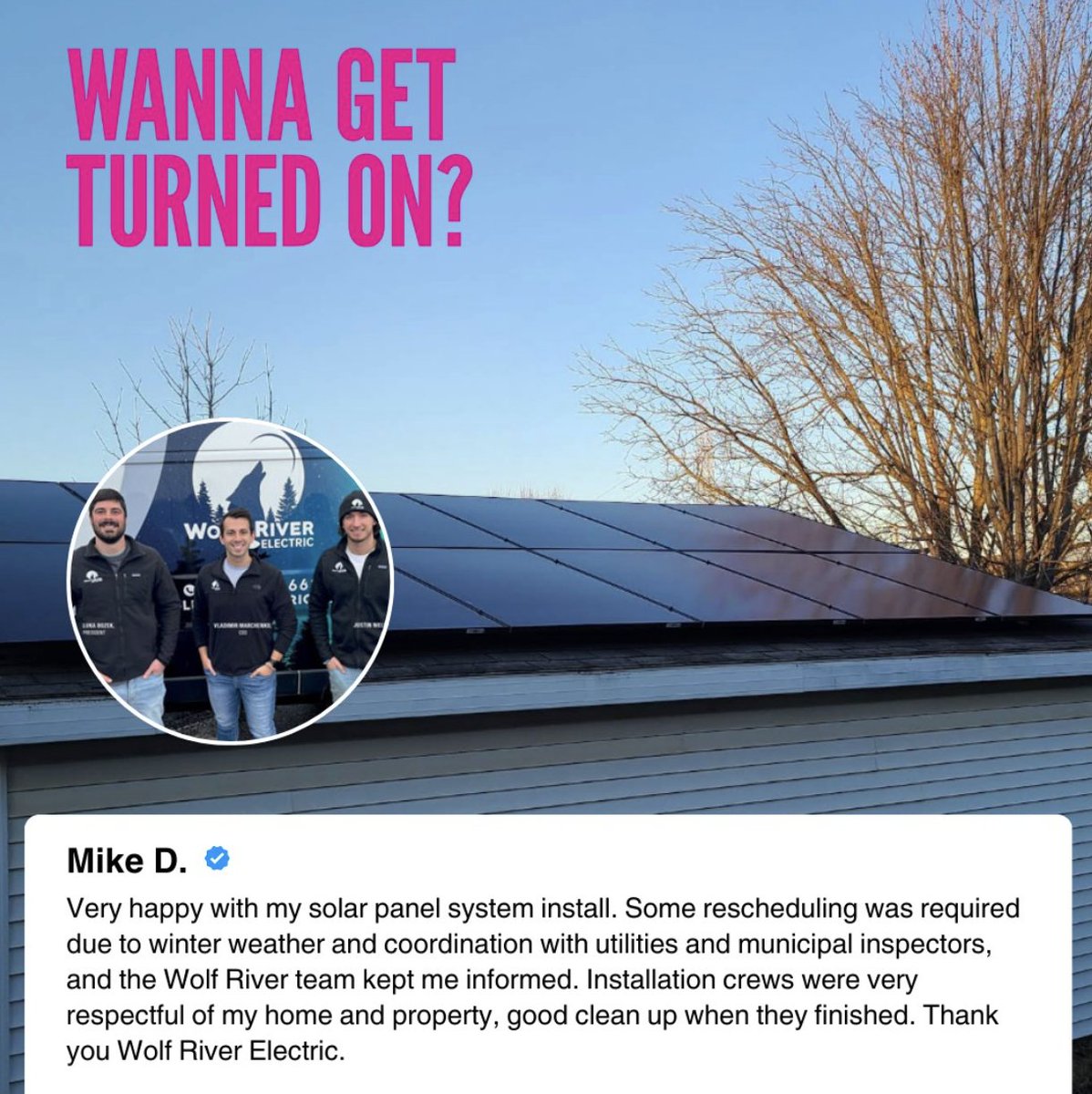 wolfriverCO's tweet image. Wanna get turned on? (To solar power, of course!) Our pack is here to light up your life with clean, renewable energy that keeps more green in your wallet AND our environment. Drop a below if you’re ready to join the solabratory! #WolfRiverElectric