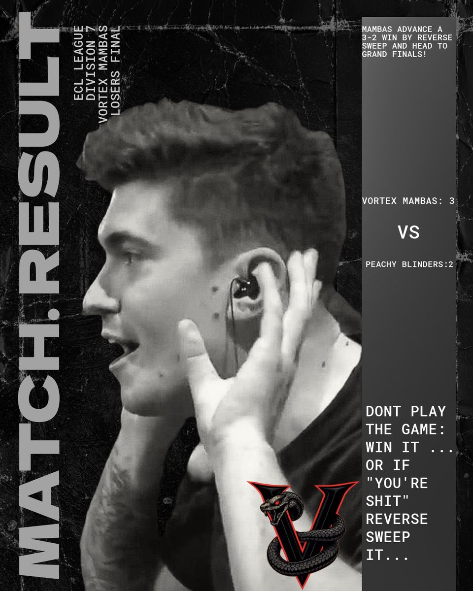 Mambas came out on top last night in their LF against Peachy Blinders , securing a 3-2 finish on a reverse sweep and now advance into the GF🐐

Our Mambas are yet to disappoint 🔥

<a href="/GhostK1211/">Vij</a> 
<a href="/LyxroEu/">Lyxro</a> 
<a href="/OliBecks1128/">Oli Becks</a> 
<a href="/ICP44x/">Rancid</a> 

Gg’s to the Blinders Roster, what a series🔥