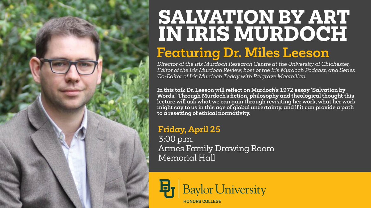 Miles Leeson (@miles_leeson) on Twitter photo Looking forward to being in Texas later this month at <a href="/Baylor/">Baylor University</a> talking about (who else?) <a href="/IrisMurdoch/">Iris Murdoch</a>. Looking forward to being in Texas later this month at <a href="/Baylor/">Baylor University</a> talking about (who else?) <a href="/IrisMurdoch/">Iris Murdoch</a>.