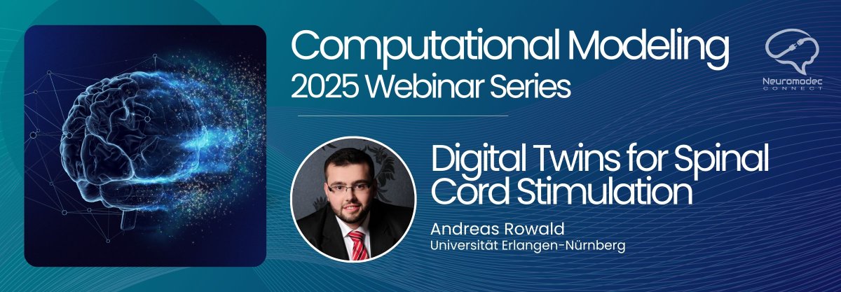 Join us for our first webinar of the 2025 Neuromodec Webinar Series on Computational Modeling.
Digital Twins for Spinal Cord Stimulation
This seminar will explore computational strategies to develop &amp; apply digital twins for advancing #SCS therapies.
➡️connect.neuromodec.org/events/oIoadmB…