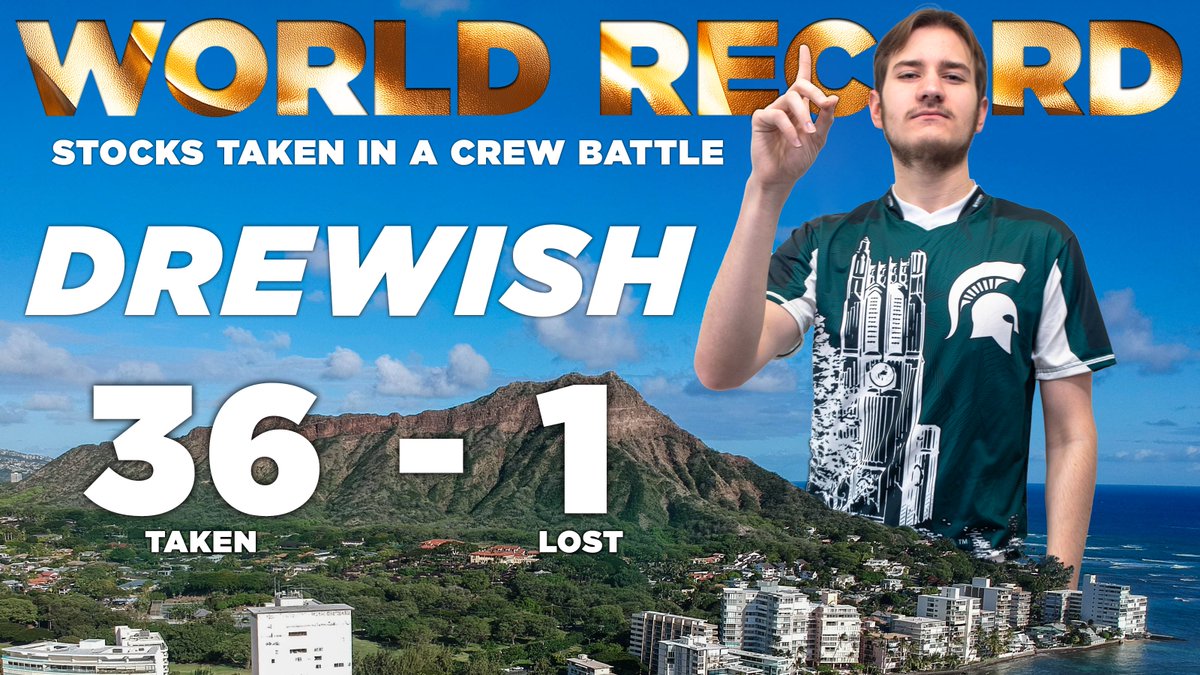 SPARTAN WORLD RECORD!!!

Michigan State's <a href="/Drewish_SSB/">Drewish</a> took 36 stocks in a crew battle while only dropping one during the @zippys Hawaii Esports Invitational!