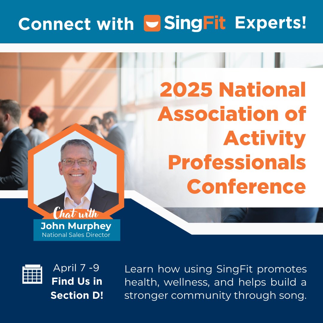 We’re gearing up for an exciting time at the annual National Association of Activity Professionals Conference next week! Visit the SingFit booth in Section D to experience our award-winning therapeutic music program firsthand. #NAAP #SingFit 🎵