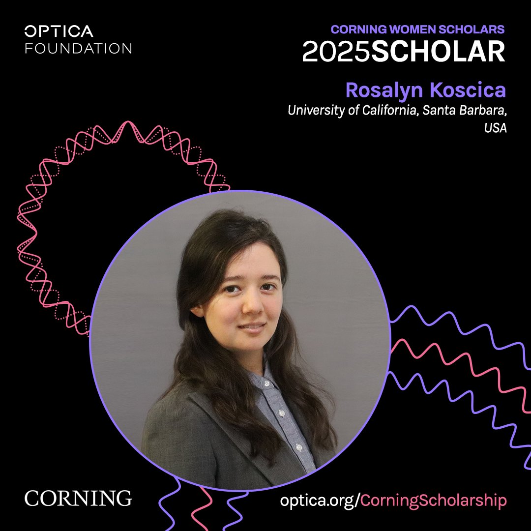 OFC Conference (@ofcconference) on Twitter photo Meet Rosalyn Koscica (<a href="/ucsantabarbara/">UC Santa Barbara</a>), a 2025 Corning Women Scholar in Optical Communications!
As a <a href="/Corning/">Corning Incorporated</a> Women Scholar in Optical Communications, her research focuses on heteroepitaxial quantum dot lasers for monolithic integration on silicon photonics. Meet Rosalyn Koscica (<a href="/ucsantabarbara/">UC Santa Barbara</a>), a 2025 Corning Women Scholar in Optical Communications!
As a <a href="/Corning/">Corning Incorporated</a> Women Scholar in Optical Communications, her research focuses on heteroepitaxial quantum dot lasers for monolithic integration on silicon photonics.